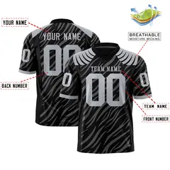 Black Gray Tiger Stripe Graffiti Pattern Football Jersey 2