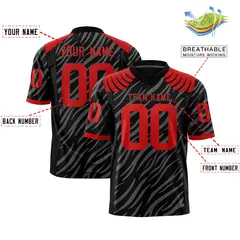 Black Gray Tiger Stripe Graffiti Pattern Football Jersey 2