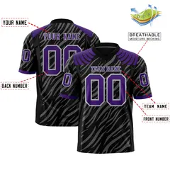 Black Gray Tiger Stripe Graffiti Pattern Football Jersey 2