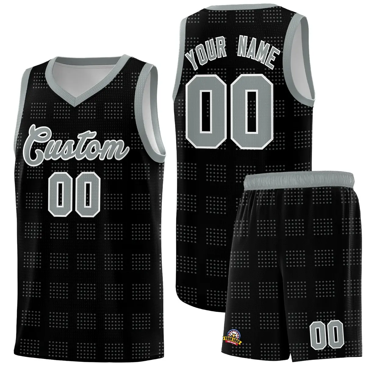 Black Gray Trailblazer Dot Pattern Basketball Jersey
