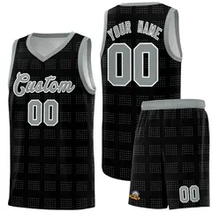 Black Gray Trailblazer Dot Pattern Basketball Jersey 1