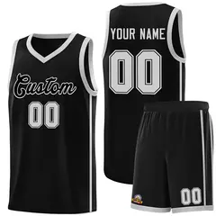 Black Gray Two Bars Basketball Uniform Jersey