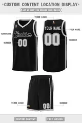 Black Gray Two Bars Basketball Uniform Jersey 2
