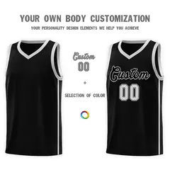 Black Gray Two Bars Basketball Uniform Jersey 3