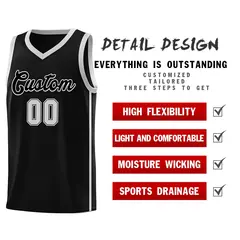 Black Gray Two Bars Basketball Uniform Jersey 5