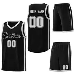 Black Gray Two Bars Basketball Uniform Jersey 6