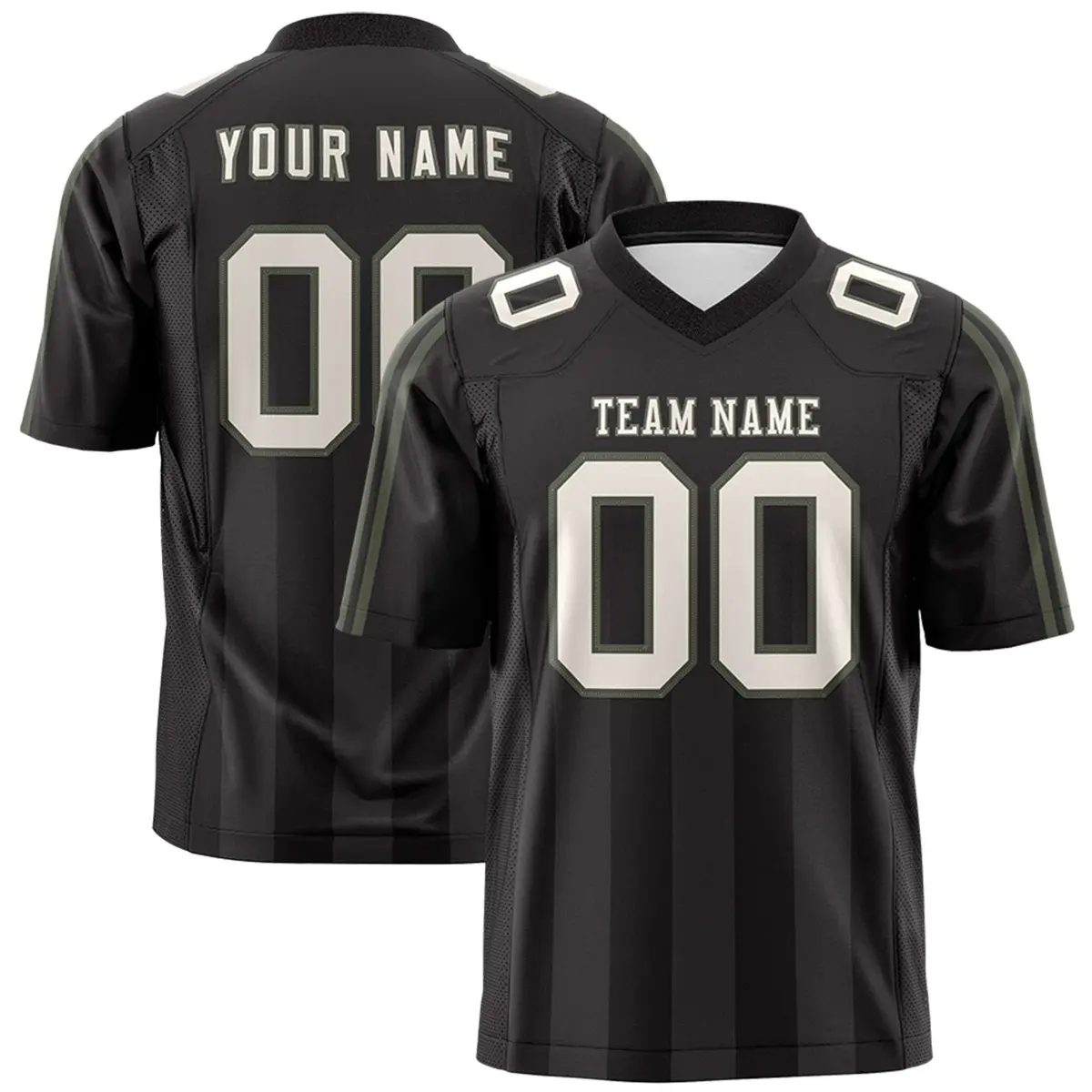 Black Gray Vertical Fine Stripe Gradient Football Jersey