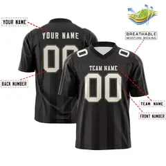 Black Gray Vertical Fine Stripe Gradient Football Jersey 2