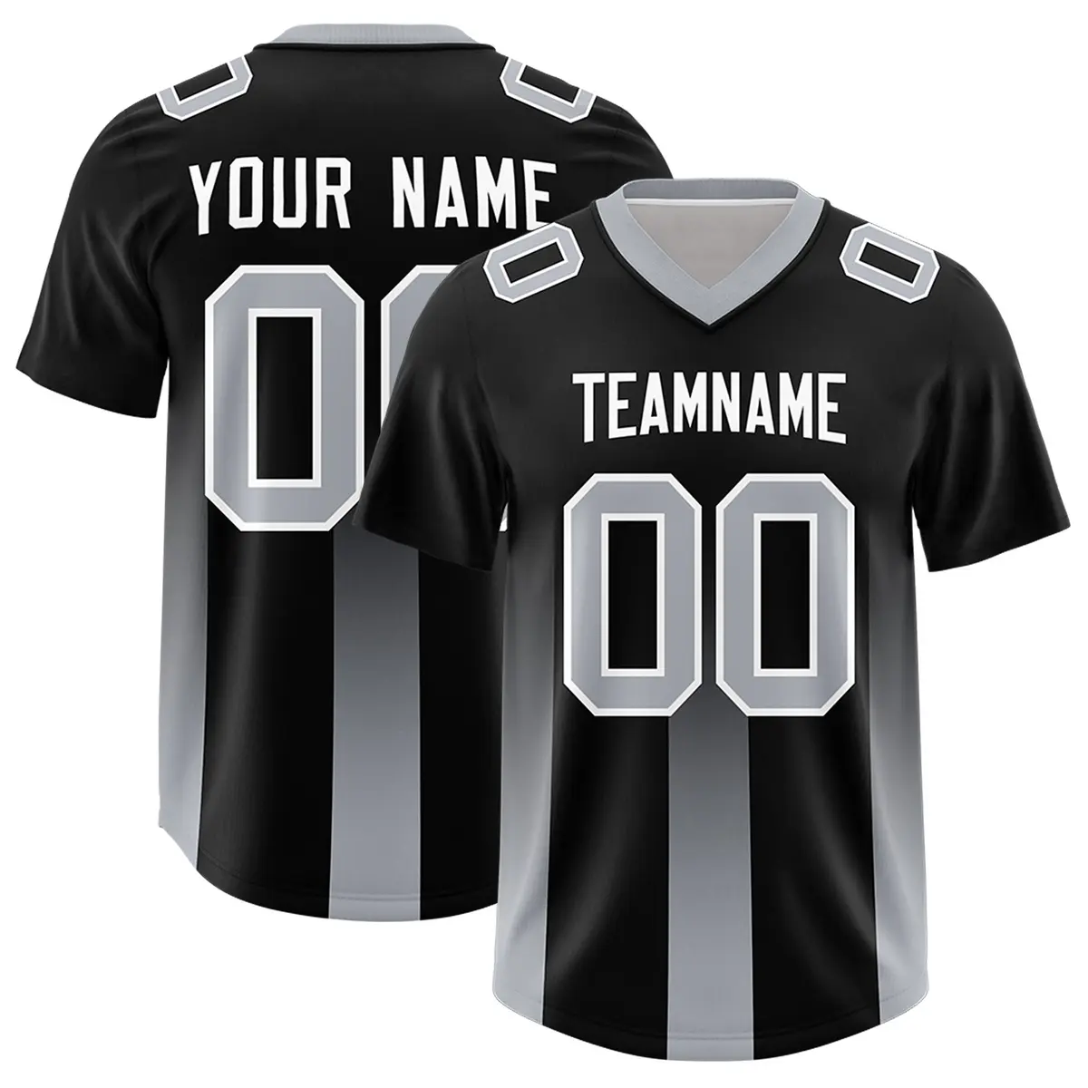 Black Gray Vertical Gradient Stripe Team Football Jersey