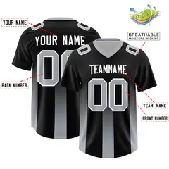 Black Gray Vertical Gradient Stripe Team Football Jersey 2