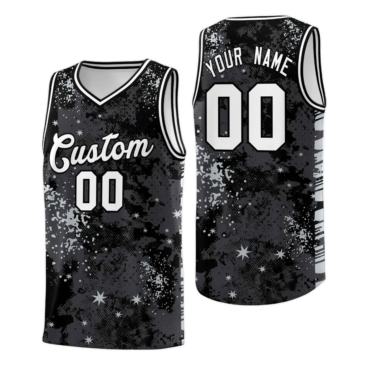 Black Gray Vice Burst Galactic Graffiti Basketball Jersey