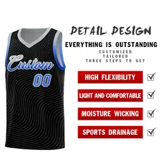 Black Gray Wave Pattern Sports Uniform Basketball Jersey 2