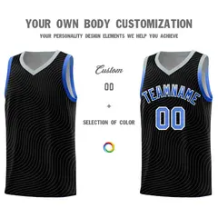 Black Gray Wave Pattern Sports Uniform Basketball Jersey 3
