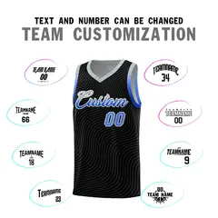 Black Gray Wave Pattern Sports Uniform Basketball Jersey 4
