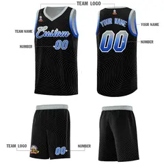 Black Gray Wave Pattern Sports Uniform Basketball Jersey 5