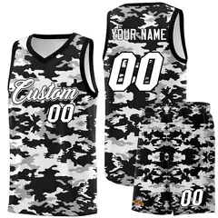 Black Gray-White Camo Basketball Jersey 1