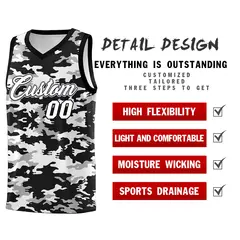 Black Gray-White Camo Basketball Jersey 2