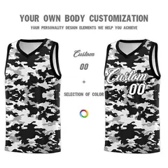 Black Gray-White Camo Basketball Jersey 3