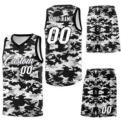 Black Gray-White Camo Basketball Jersey 6