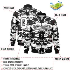 Black Gray-White Camo Varsity Full-Zip Letterman Bomber Jacket 2