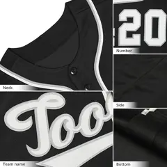 Black Gray-White Classic Authentic Baseball Jersey 2