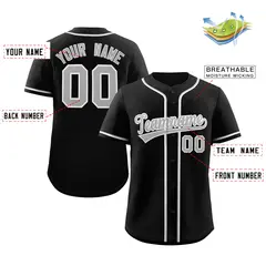 Black Gray-White Classic Authentic Baseball Jersey 4