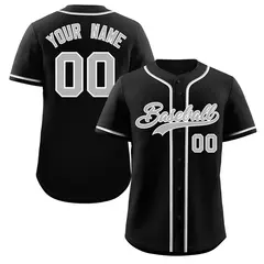 Black Gray-White Classic Authentic Baseball Jersey 1
