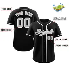 Black Gray-White Classic Authentic Baseball Jersey 2