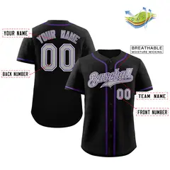 Black Gray-White Classic Authentic Baseball Jersey 2