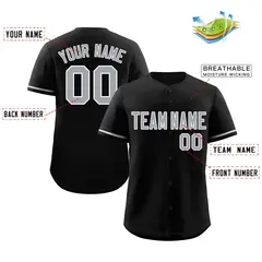 Black Gray-White Classic Authentic Baseball Jersey 2