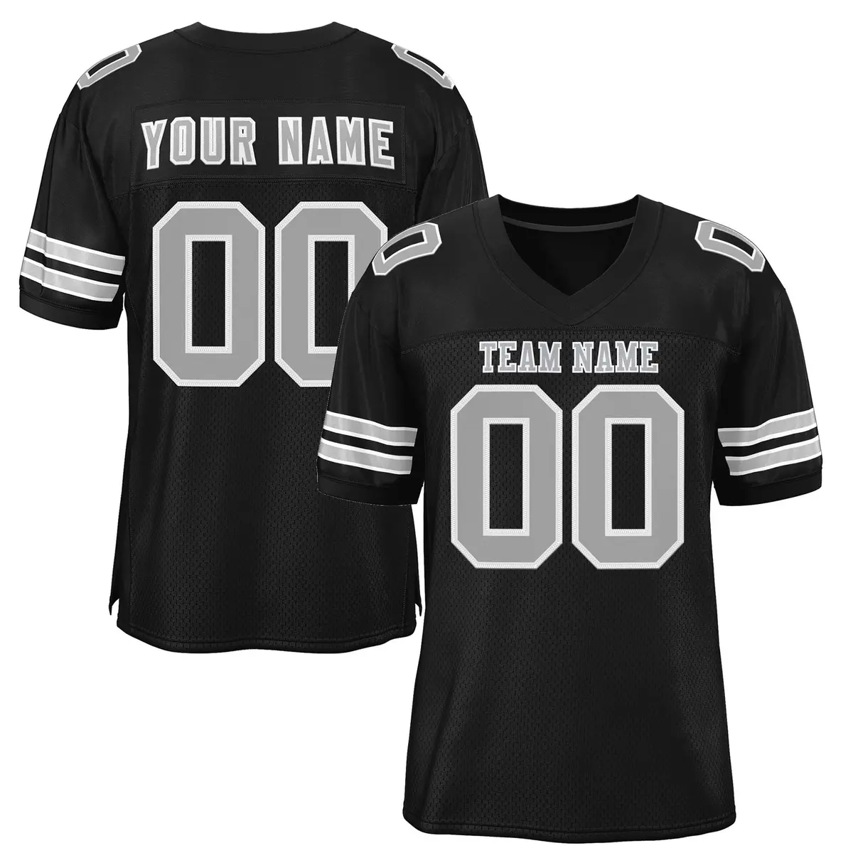 Black Gray-White Classic Mesh Football Jersey