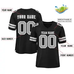Black Gray-White Classic Mesh Football Jersey 2