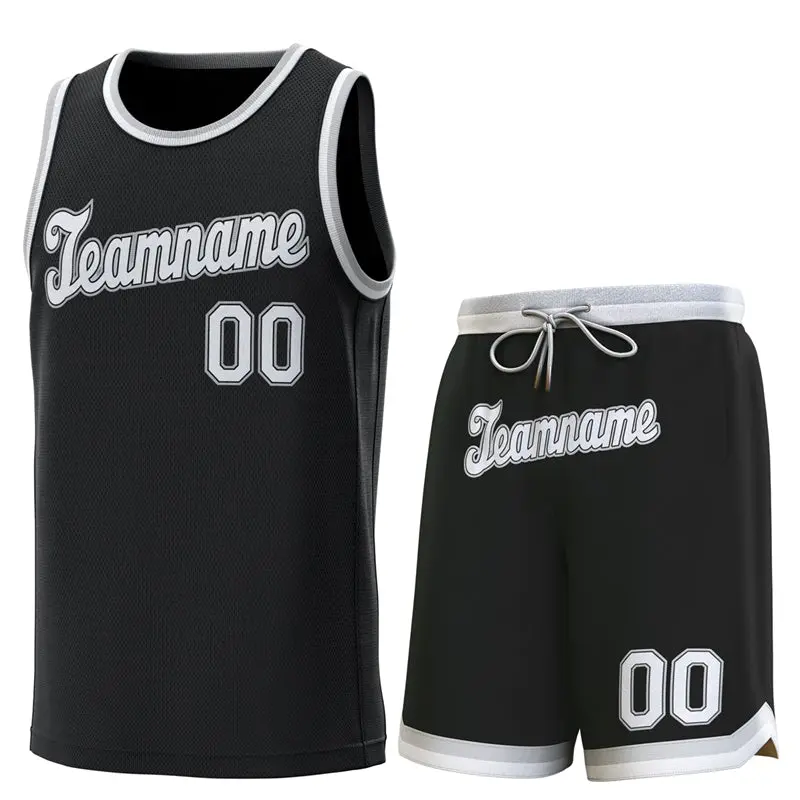Black Gray White Classic Sets Basketball Jersey