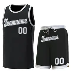 Black Gray White Classic Sets Basketball Jersey 1