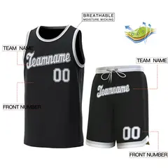 Black Gray White Classic Sets Basketball Jersey 2