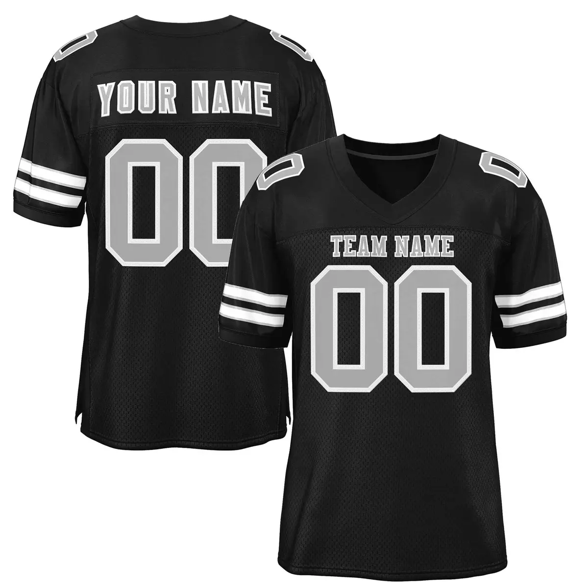Black Gray-White Classic Style Authentic Football Jersey