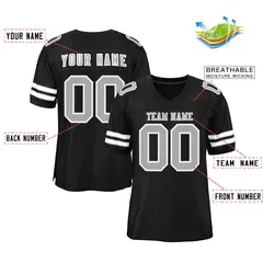 Black Gray-White Classic Style Authentic Football Jersey 2