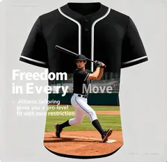 Black Gray-White Classic Style Baseball Jersey For Men 5