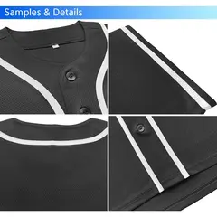 Black Gray-White Classic Style Baseball Jersey For Men 9