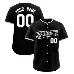 Black Gray White Classic Style Sports Baseball Jersey