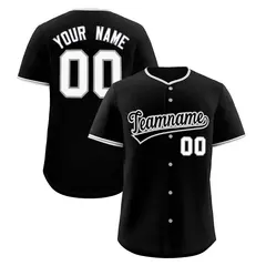 Black Gray White Classic Style Sports Baseball Jersey 1