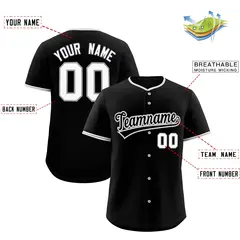 Black Gray White Classic Style Sports Baseball Jersey 2