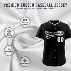 Black Gray White Classic Style Sports Baseball Jersey 3
