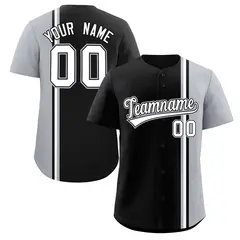 Black Gray-White Color Block Authentic Baseball Jersey