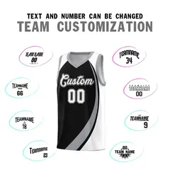 Black Gray-White Color Block Team Basketball Jersey 3