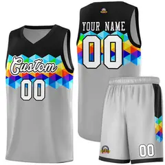 Black Gray-White Colorful Basketball Jersey Sets
