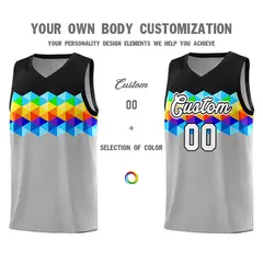 Black Gray-White Colorful Basketball Jersey Sets 2