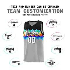 Black Gray-White Colorful Basketball Jersey Sets 3