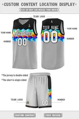 Black Gray-White Colorful Basketball Jersey Sets 4