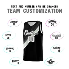 Black Gray White Diagonal Stripes Color Block Basketball Jersey 4